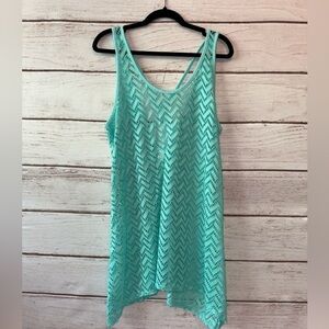 BONGO Turquoise Chevron Crochet Swim Cover-Up – Size Large Beach Swimming Summer